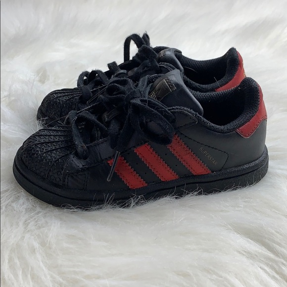 Toddler Size 9 Adidas Superstar Classics BlackRed Toddler Size 9 Adidas Superstar Classics BlackRed
